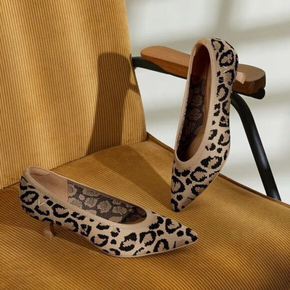 Vivaia Stella Heels size 9 Kitten Heel Pointed Toe Leopard Sustainable‎ Comfort